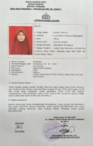 Seorang Perempuan di Kampar Dilaporkan Hilang Usai Pamit ke Bandara, Keluarga Minta Bantuan Masyarakat