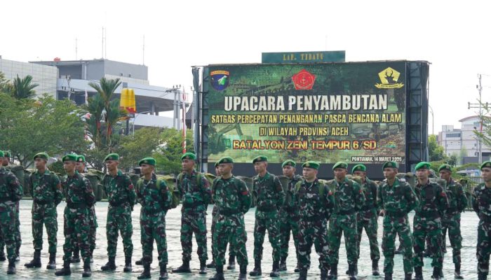 Apresiasi Pengabdian Prajurit, Pangdam XII/Tpr Pimpin Upacara Penyambutan Satgas Pasca Bencana Yonzipur 6/SD