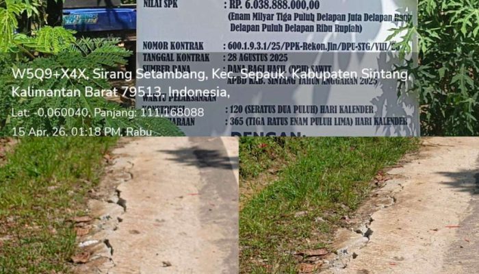 Heboh Jalan Baru Retak di Sintang, Warga Minta Penjelasan