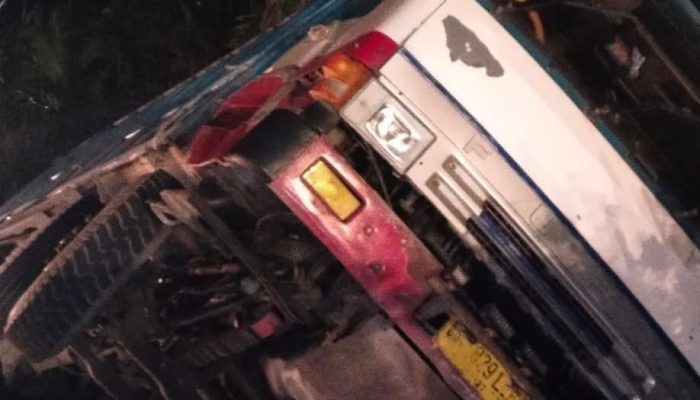 Fuso Mundur di Tanjakan, Masuk Parit di Pelalawan Ini Penyebabnya